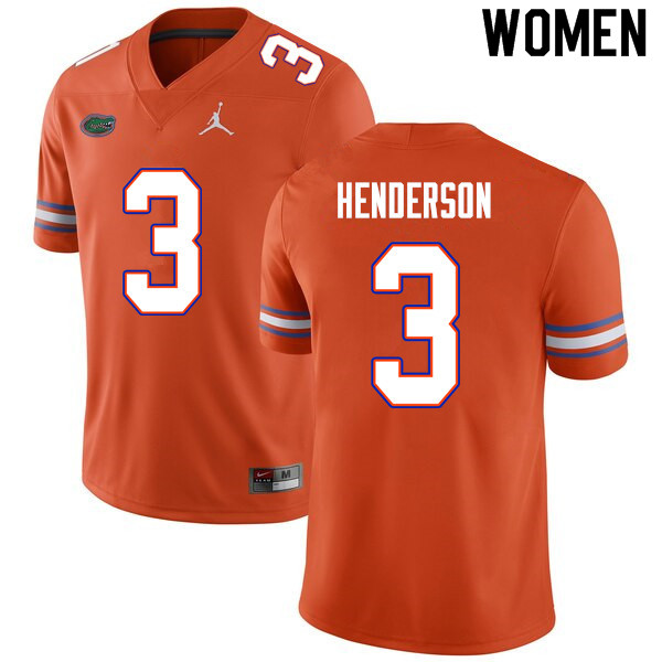 Women #3 Xzavier Henderson Florida Gators College Football Jerseys Sale-Orange